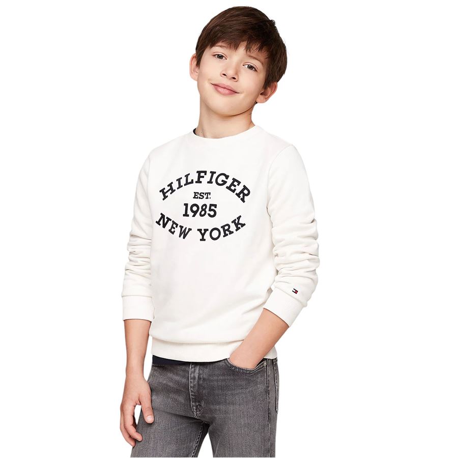 Felpa da bambino Hilfiger Monotype con logo floccato Tommy Hilfiger | THKB0KB09048YBH